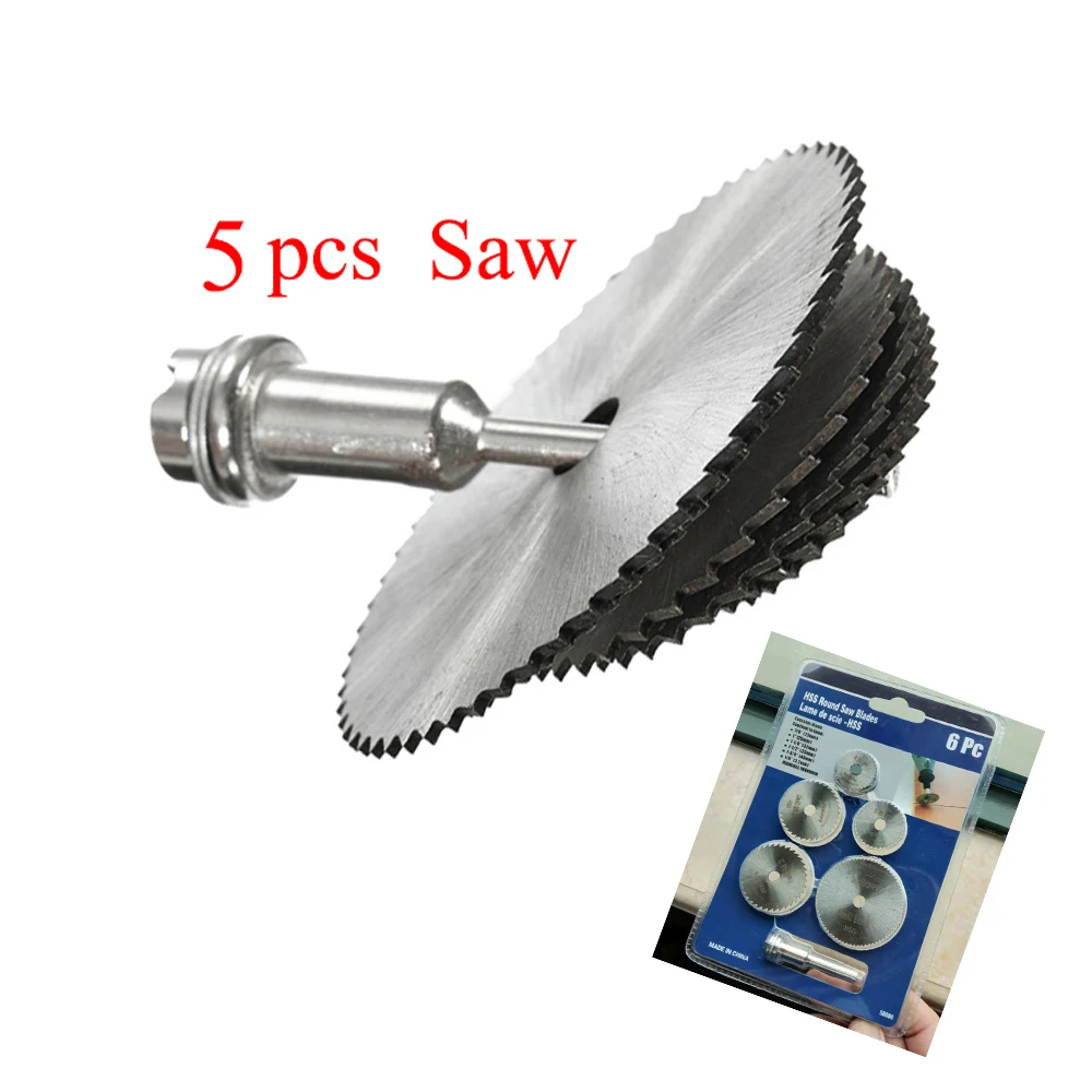 Mini Portable Saw Blade Set HSS Circular Rotary Blade Wheel Discs Mandrel For Rotary Tools Metal Cu