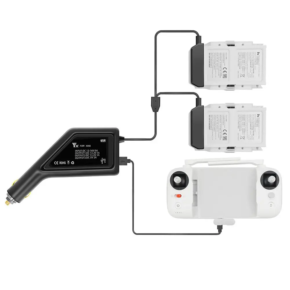 3 в 1 Автомобильное зарядное устройство адаптер Lipo батарея зарядное устройство для пульта дистанционного управления Быстрая зарядка для XiaoMi FIMI X8 SE RC Quadcopter Lipo батарея - Цвет: 3 in 1