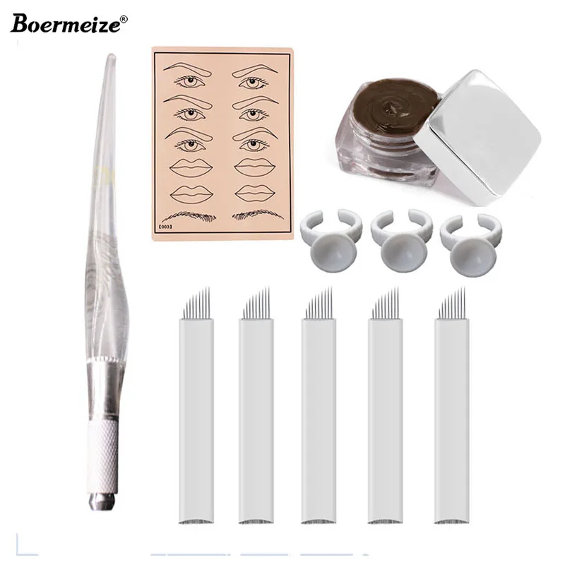 Microblading tebori Макияж Комплекты для татуировок Руководство Ручка бровей практика