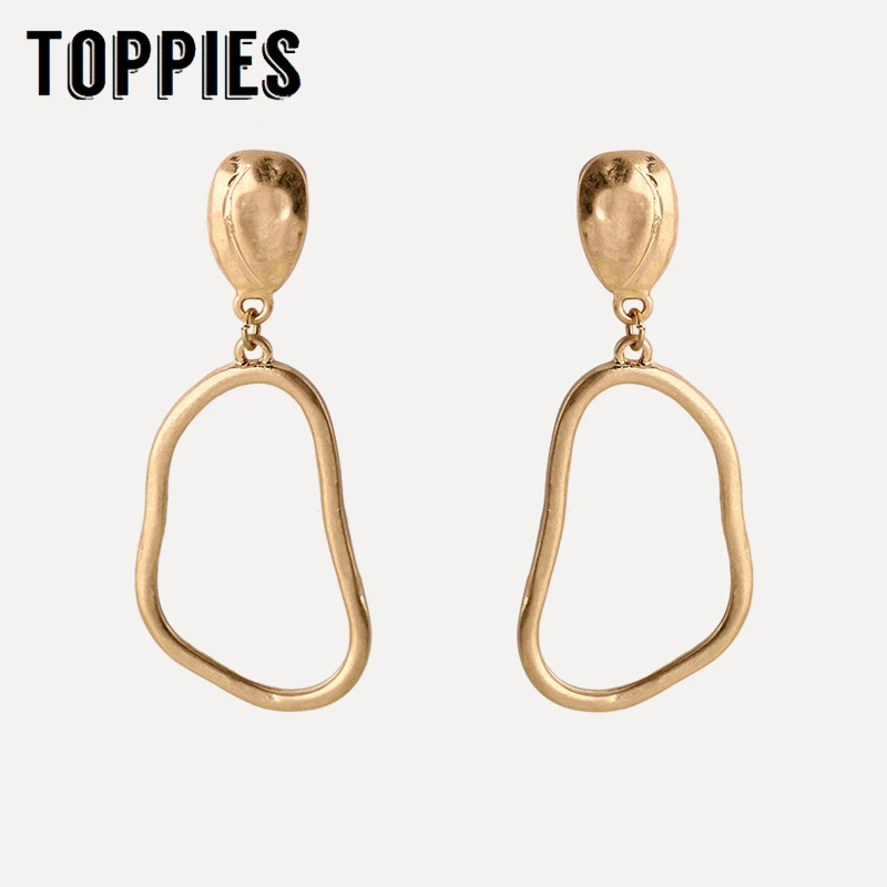 

Gold Color Drop Earring Geometric Statement Earrings Metal Plating Ornaments Simple Dangle Earrings