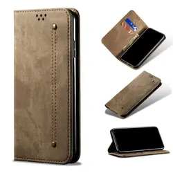 For iPhone 12 Pro Max 12 Pro 12 Mini Denim Leather Magnetic Wallet Flip Cover Card Slot Foldable Non-slip Full Protective Cover