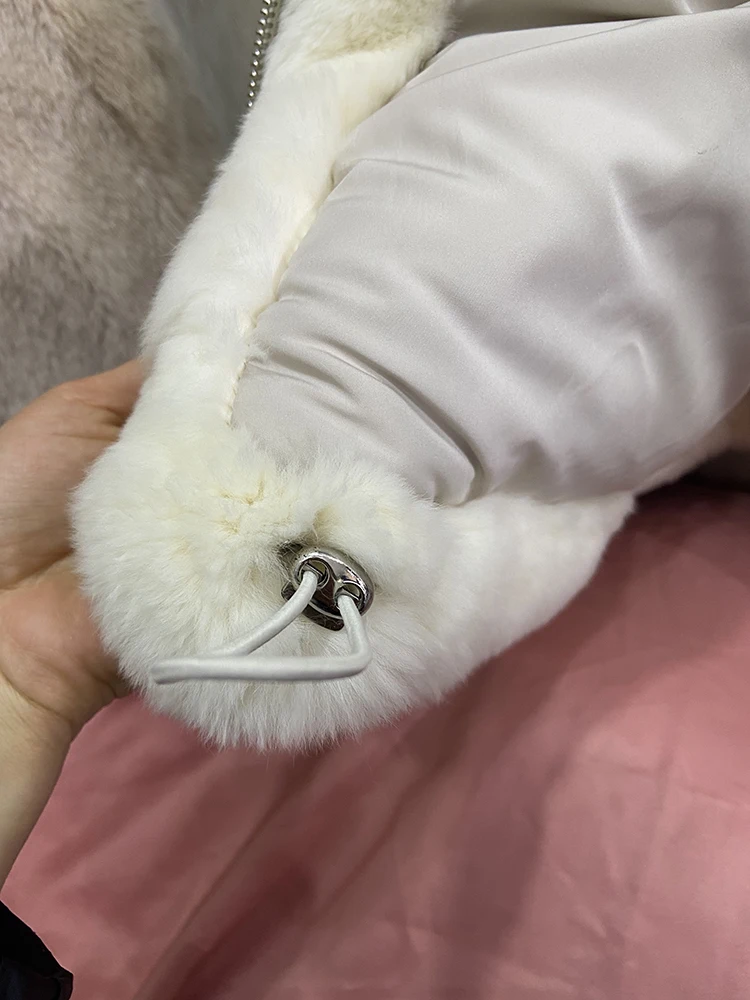 New Arrival Women Winter Warm Super Soft High Quality Stand Up Collar Real Natural Rex Rabbit Jacket Coat Rex Rabbit Fur Collar