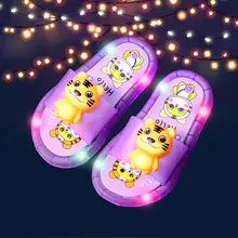 

2022 Footwear Luminous Jelly Summer Children's LED Slipper Girls Slippers PVC Non-slip Beach Sandals Kids Home Bathroom Blue