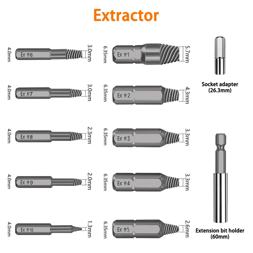 22 шт. поврежденный зачищенный Винт экстрактор Набор Для сломанного винта HSS сломанный болт экстрактор винтовые наборы для очищения