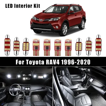 

White Error Free Canbus LED Bulbs Interior Dome Map Roof Light Kit For Toyota RAV4 1996-2020 License Plate Lamp Car Accessories