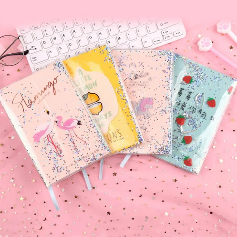 

Cute Monthly Weekly Planner Agenda Diary Journal Notebook PVC Cover Water Sequins Inside School Supplies