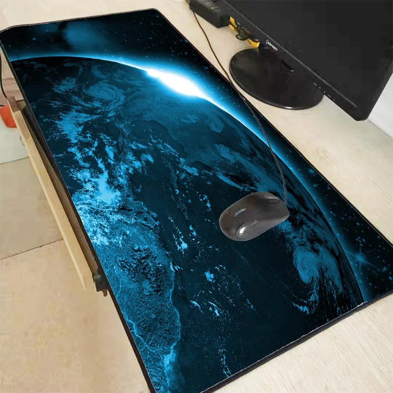 Большой коврик для мыши Mairuige Moon Blue Space с застежкой по краям компьютерный