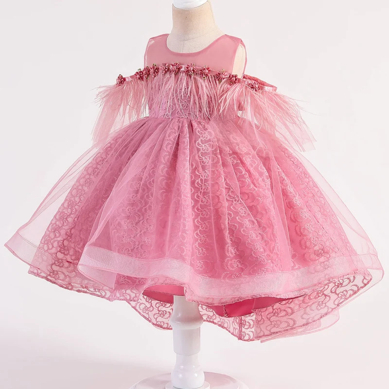 

Flower girl princess dream wedding party dinner off shoulder tuxedo Girl Birthday Prom Party Eucharist party lace Tuxedo