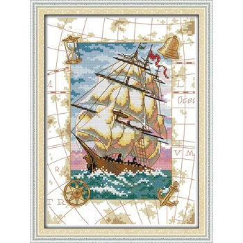 

Everlasting love Christmas Oceangoing voyage Ecological cotton Cross Stitch 11CT Printed DIY gift new year decorations for home