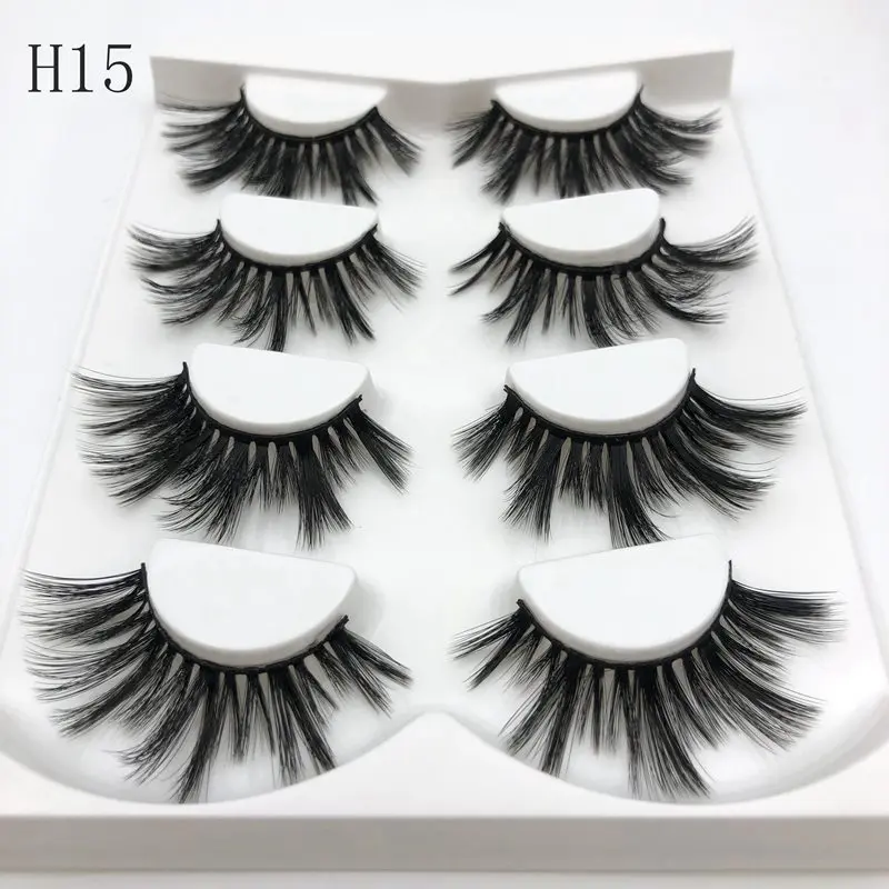 Buzzme H15 4 pairs natural false eyelashes fake lashes long makeup 3D faux mink eyelash extensions silk | Красота и здоровье