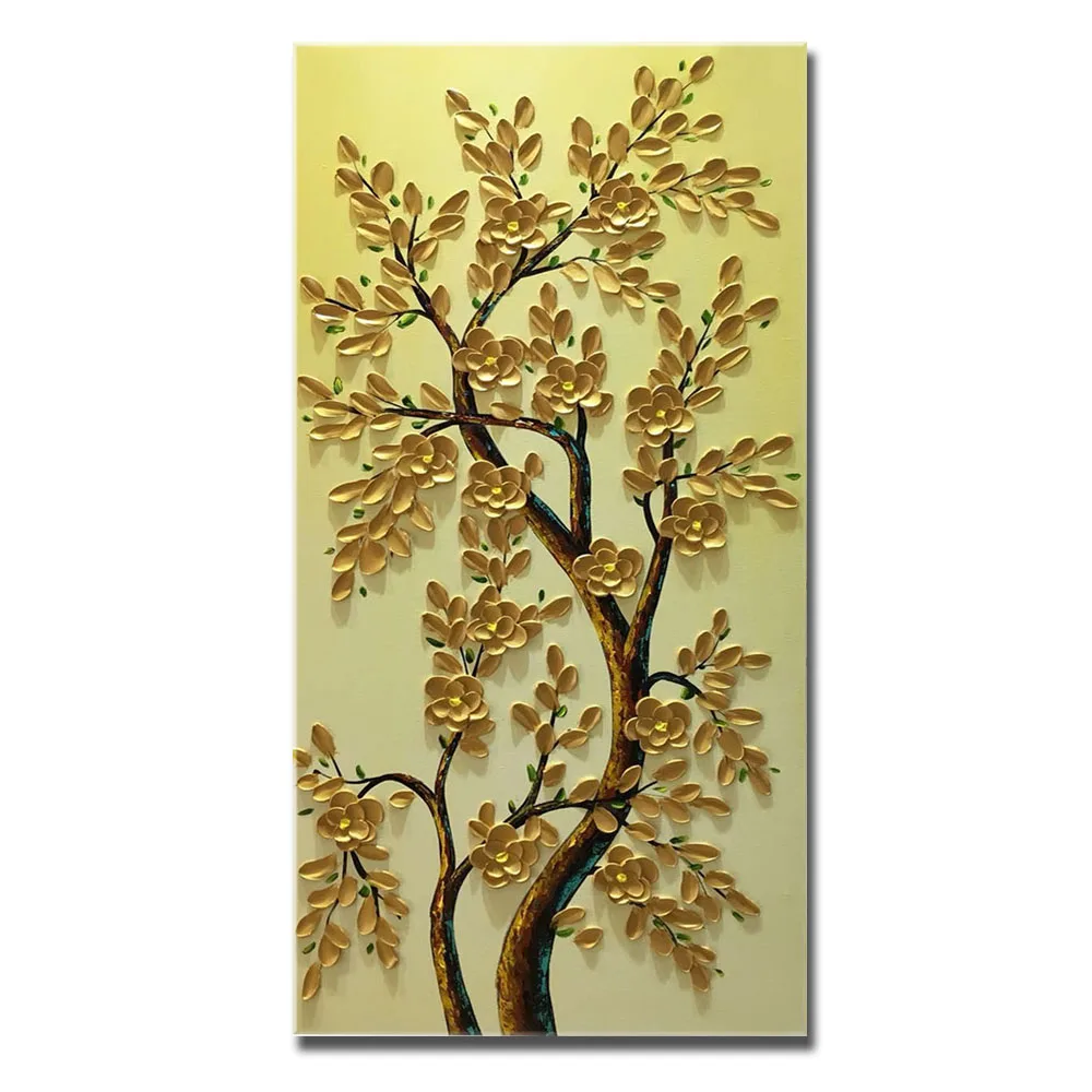 

Hand Painted Oil Painting On Canvas Lucky Tree Picture Vertical Rectangle Wall Art Home Decor For Living Room Porch