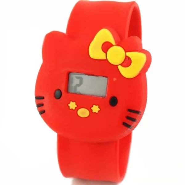 Hello kitty Детский Электронный магнитофон потрепанные часы KT кошка желе цвет студенческие Детские часы - Цвет: Красный