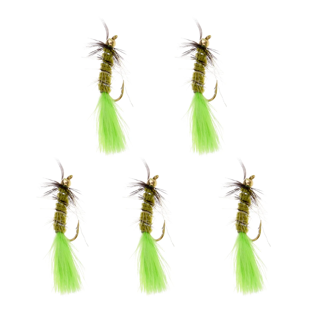 5pcs Brass Head Fly Fishing Flies Assortment - Bass and Big Trout Streamers