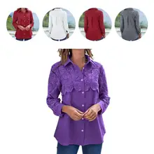 

Trendy Work Shirt Simple Anti Pilling Single Breasted Pure Color Work Shirt Blouse Shirt Casual Shirt