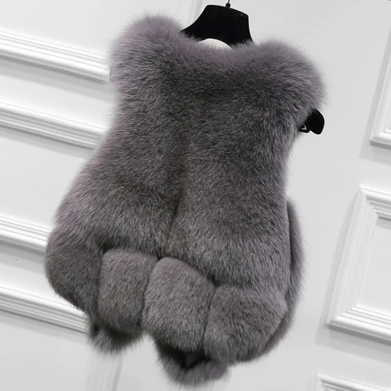 

2019 Leather Fur Loose Coat Short Fox Skinny