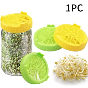 

Drainage Porous Design Universal Mesh Cover Easy Clean PP Bean Screen Safe Sprouting Lid Grow Home For Wide Mouth Mason Jar