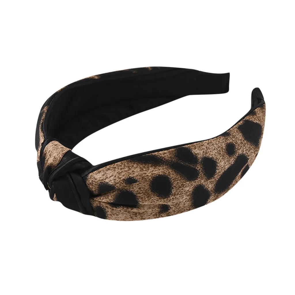 Женская повязка на голову с леопардовым принтом, простая повязка на голову из конского волоса с широкими краями, аксессуары для волос, головные уборы D9 - Цвет: CO