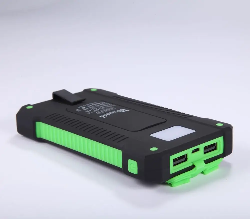 Солнечное зарядное устройство 10000 мАч двойной USB литий-полимерный водонепроницаемый Солнечный аккумулятор зарядное устройство для путешествий с компасом светодиодный светильник - Цвет: Зеленый