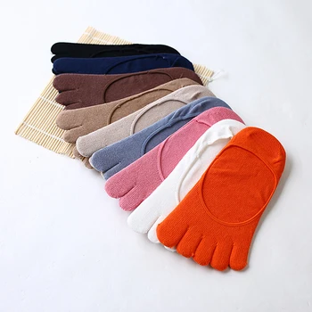

6 Pairs Summer Five-toe Socks for Women Thin Invisible Yoga Socks Solid Color Casual wear cotton Low Cut five finger Socks