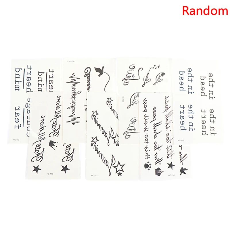 10Pcs Fashion Design English Letter Waterproof Temporary Tattoos Sticker Arm Fake Body Art Kids Adult Hand Tattoo Stickers