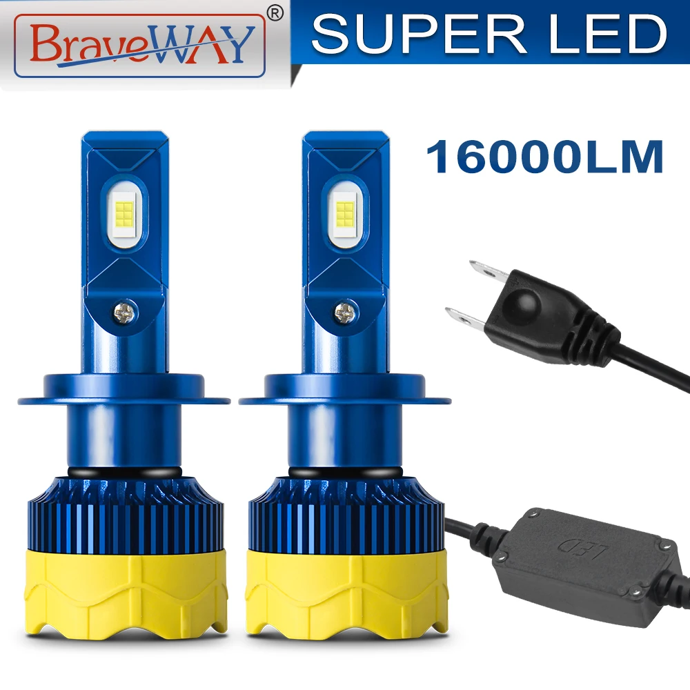 BraveWay H7 светодиодный CANBUS H4 Автомобильные фары лампы 16000LM 80W 6000K 12V мотоцикла