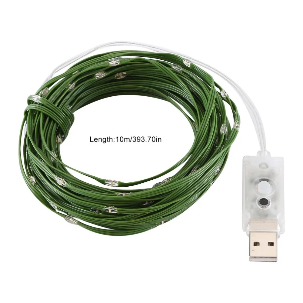 10 м 100LED, USB гирлянды, голосовое управление, праздничное украшение для вечеринок музыкальные огни, USB разъем гирлянды, рождественские Вечерние
