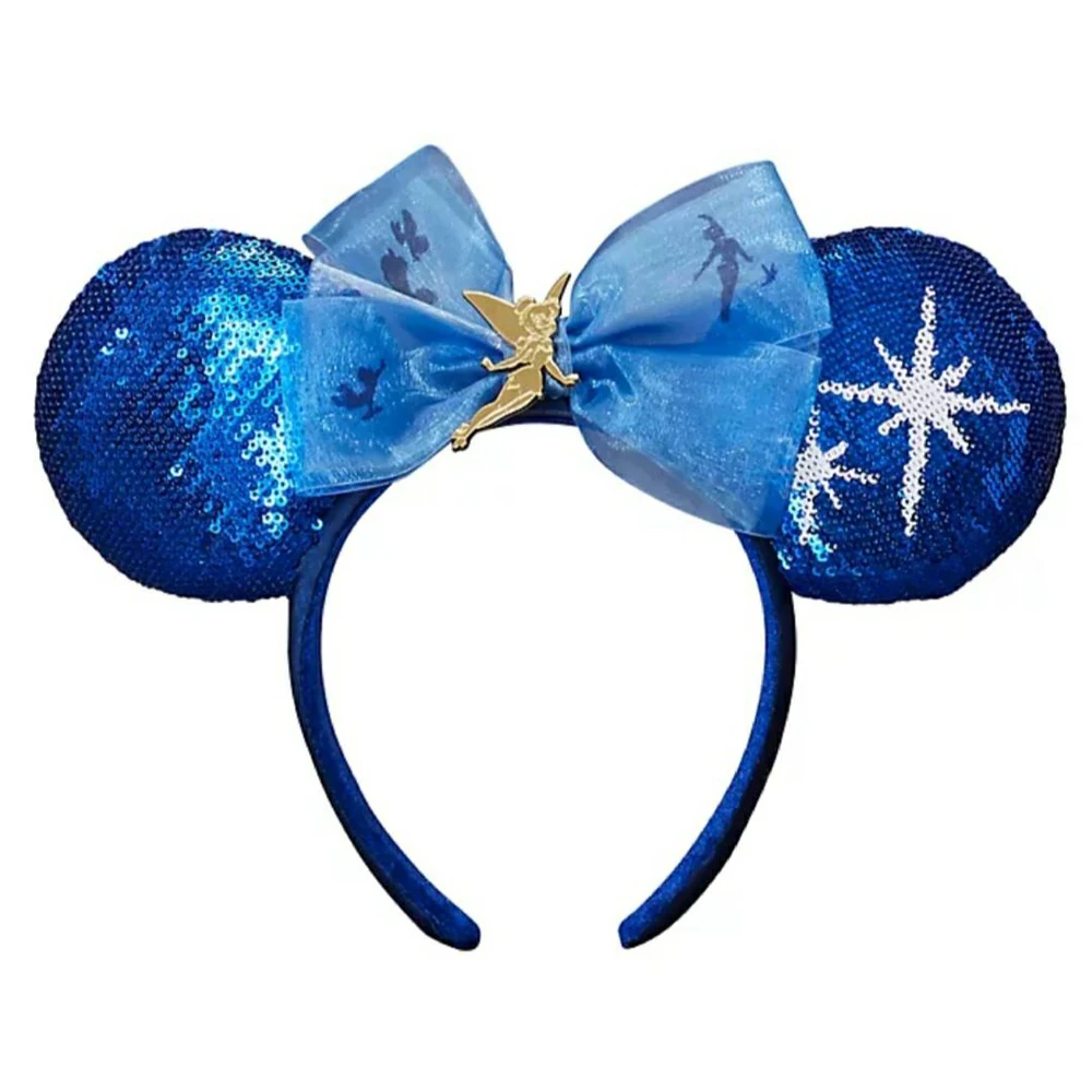 Hair Accessories Princess Pretend Toys Disney Mermaid Mickey Minnie Ears Headband Sequin Big Bow Costume Girl Cosplay Plush Adult/Kids Gifts