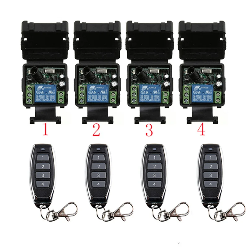 DC12V 24V 1CH 1 CH Mini Wireless RF Remote Control Light Switch 10A Relay Output Radio Receiver Module+1 2 3 4 Transmitter | Обустройство