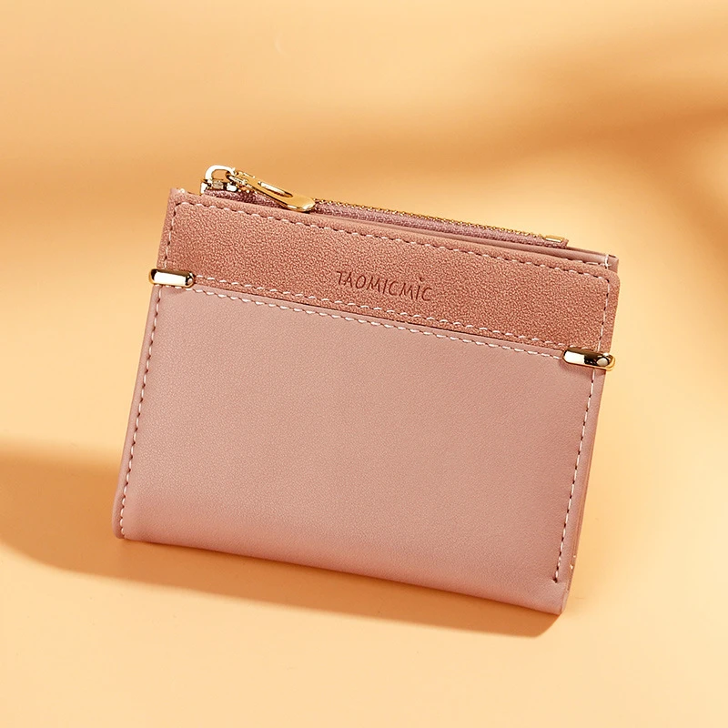 

Casual Scrub Leather Mini Wallets High Quality Hasp Clip Wallets Simple Solid Color Girls Purses Fashion Short Ladies Clutch New