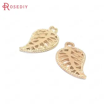 

(38583)10PCS 10x18MM 24K Champagne Gold Color Brass Tree Leaf Leaves Charms Pendants Jewelry Making Supplies Diy Accessories