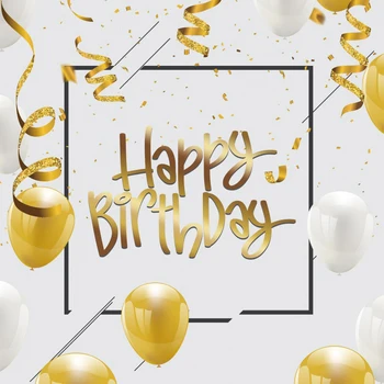 

Laeacco Photo Backgrounds Golden Ribbons Balloons Happy Birthday Party Customized Poster Photography Backdrop Photo Studio