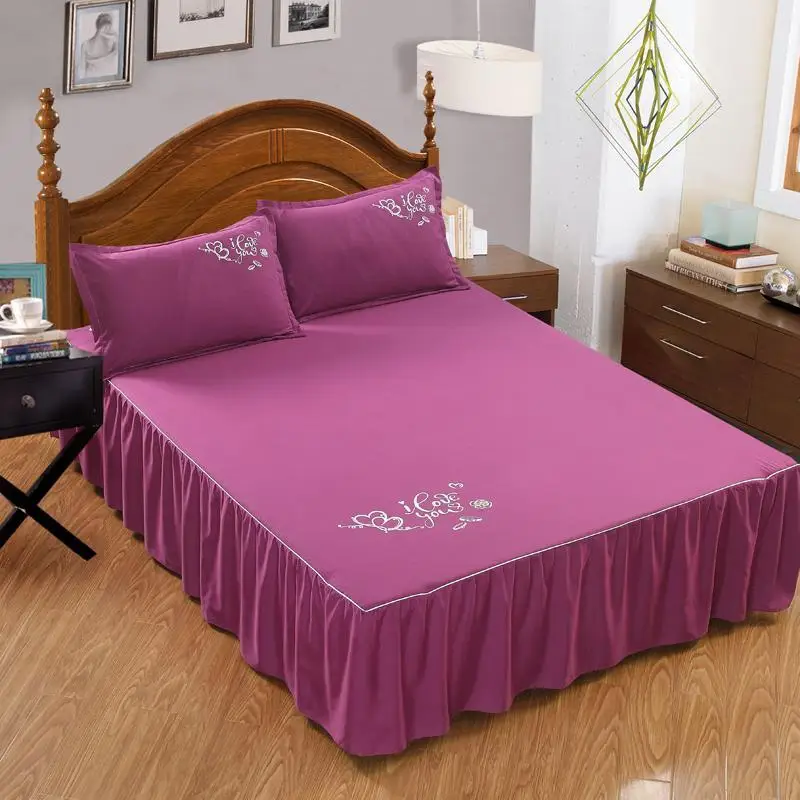 35 Solid color Sanding Fabric Bedspread With strap plain Bedroom bed