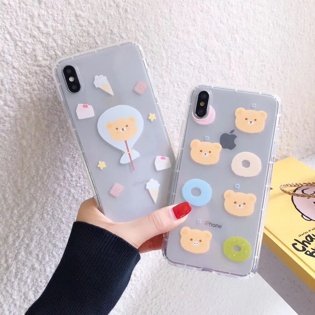 

INS Korea cute cartoon ice cream cake bear phone case for iphone Xs MAX XR X 6 6s 7 8plus sweet lollipop soft TPU back cover