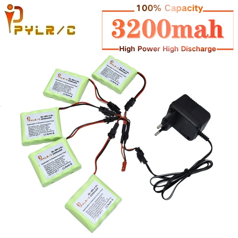 

4.8v 3200mah Ni-MH Battery And Charger For Rc toys Car Tanks Robots Gun 3200mah AA 4.8v Rechargeable Battery Pack For Rc Boats