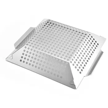 

Stainless Steel Square Grill Tray With Perforated Grill Tray Outdoor Barbecue Tool Bbq Vegetable Grill Pan