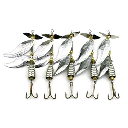 10CM-14.6G Metal Fishing Lure Spoon Lure rotated double Sequins Bait Fishing Tackle Hard Bait Spinner Bait with  hook