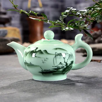 

Longquan Celadon Tea set Teapot 220Ml Porcelain Tea Cup KungFu Tea Set Hand Painted Teapot Puer Oolong Tea Pot Set Gift