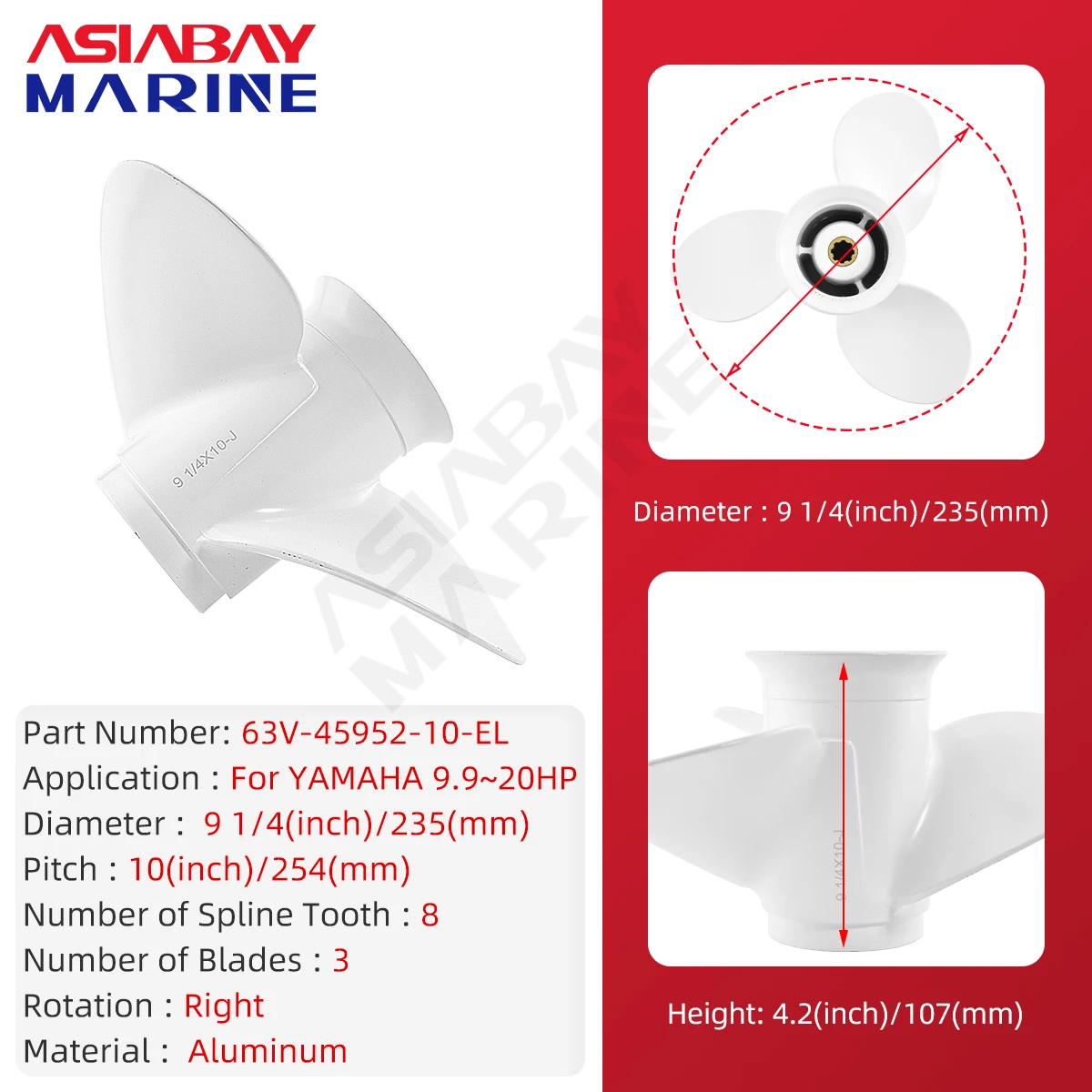 【海外輸入】 Propeller Outboard For Boat *10 1/4 9 20hp 15hp 9.9hp Yamaha 10馬力未満