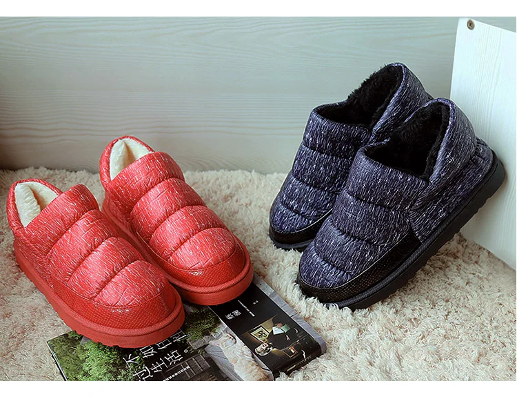Winter cotton shoes wrapped with leather waterproof indoor home down cotton boots for male lovers, thick soles non-slip warm sh