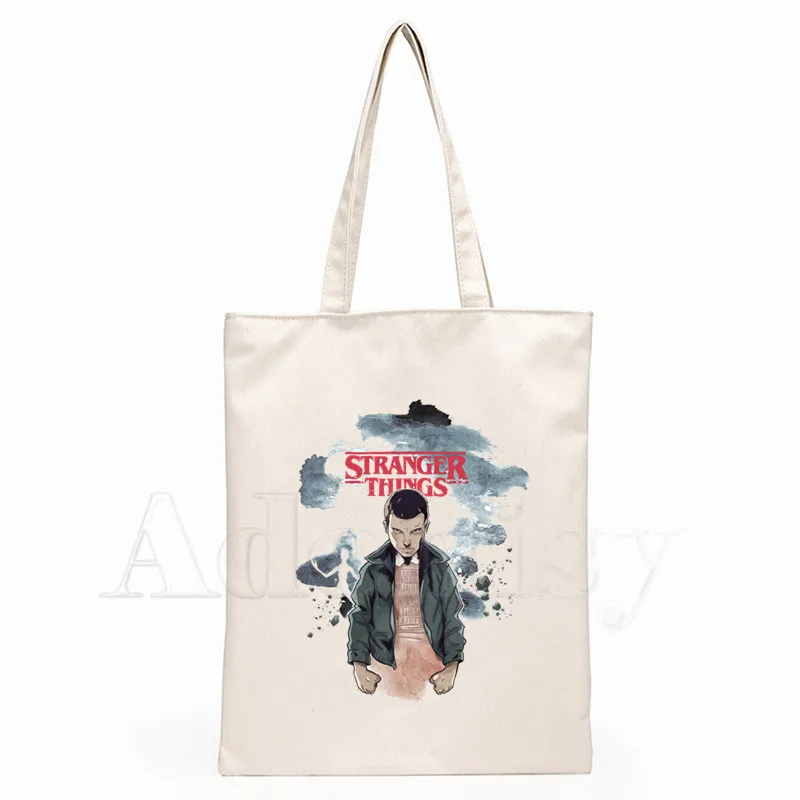 

Stranger Things Graphic Cartoon Printed Canvas Shoulder Bag Female Harajuku Funny Large-capacity Eco Environmental Shopper Bag
