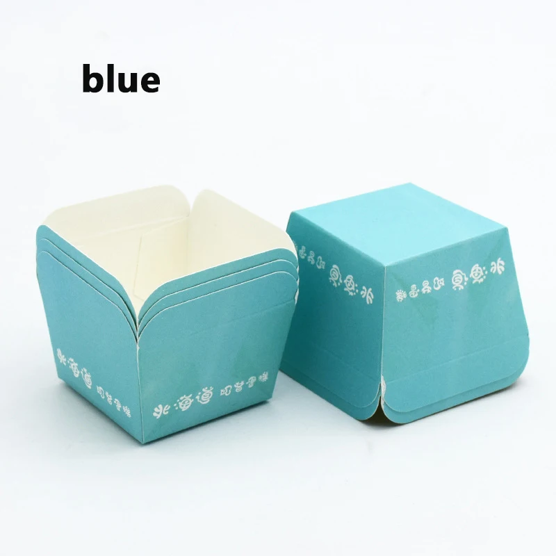 blue 50 шт./лот коробка для кексов, чашка для кексов, коробка для кексов с высокой температурой, квадратная коробка для бумажных стаканчиков с ураганом - Цвет: blue