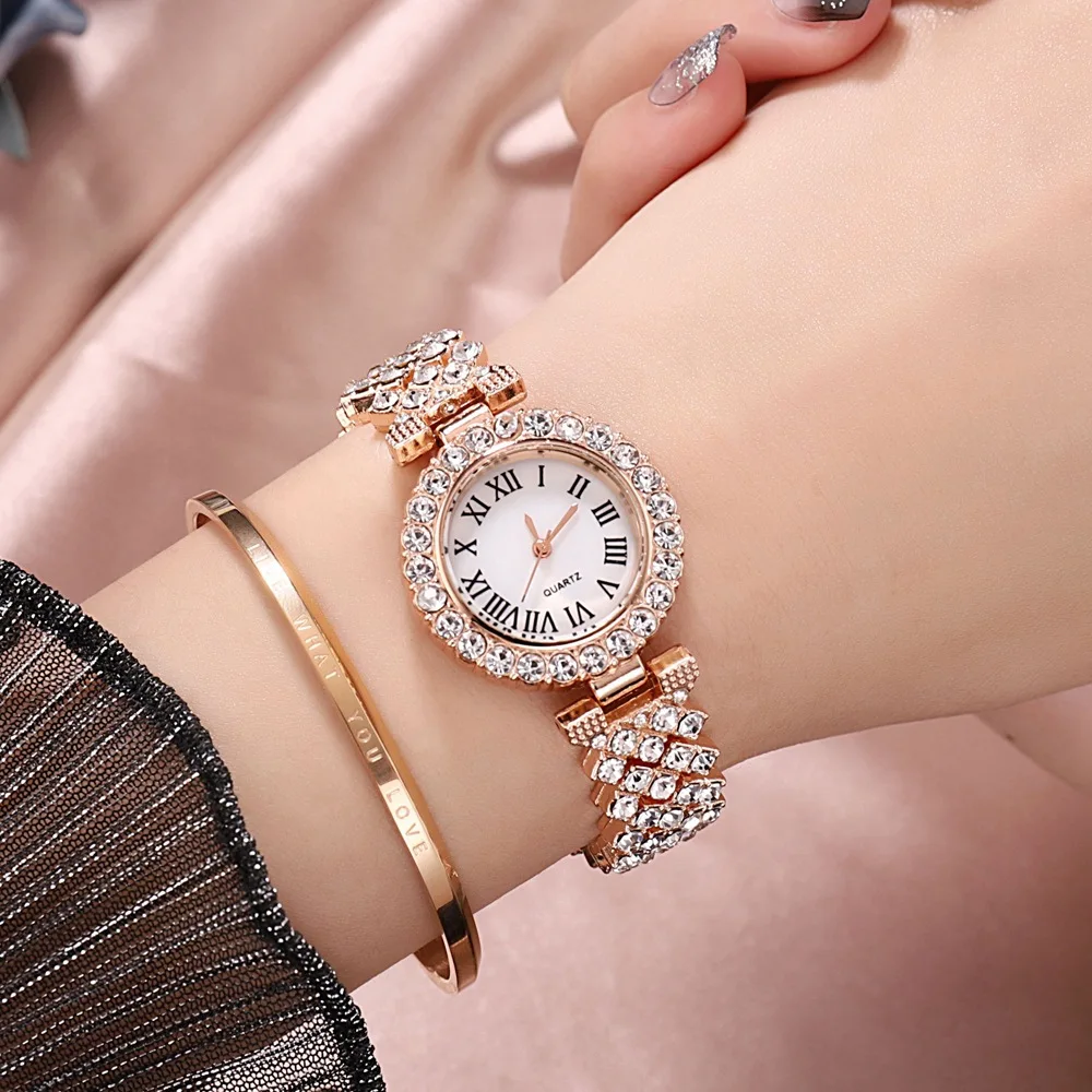 Nuevo  Gypsophila-reloj pequeño de lujo con diamantes para mujer, pulsera de aleación de diamante, reloj con cadena de acero, a la moda neQKM6wo7RE