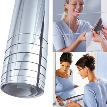 

Mirror Wall Sticker Reflective Self-adhesive DIY PET Crystal Mirror Wall Decals Waterproof HKS99