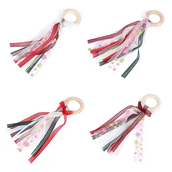 

Baby Gym Frame Rack Hanging Pendant Printing Ribbon Bow Wood Ring Teether Molar