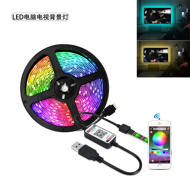 

Led5050 TV Background Light Belt USB Bluetooth Control Maker 5v Colorful RGB Light Band Set Light Belt Set APP Home Lights