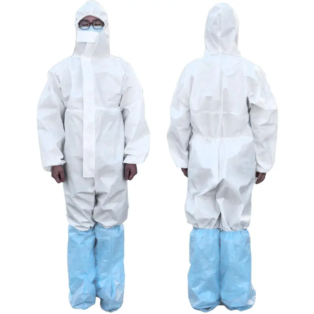 

Unisex Disposable Non Woven Hood Factory Hospital Waterproof Protection Coverall