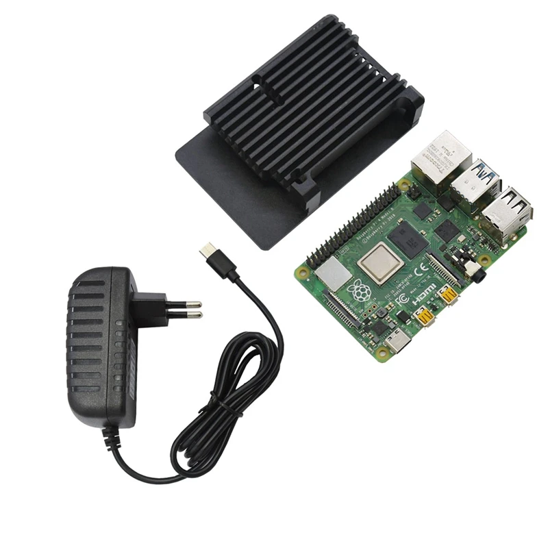 Для Raspberry Pi 4B 2G Оперативная память DIY Kit Поддержка 2,4/5,0 ГГц WI-FI Bluetooth 5,0 с Алюминий CNC сплав защитный чёрный чехол 5V 3A