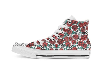 

Roses Red by Andrea Lauren Custom Casual High Top lace-up Canvas shoes sneakers Drop shipping