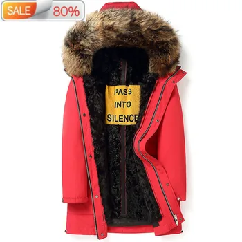 

Parka Real Wool Liner Winter Jacket Men Raccoon Fur Collar Long Coat Plus Size Veste Homme FGB-1A095 ND1225