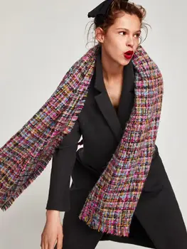 

Europe and the United States in autumn and winter new color small plaid cashmere scarf counters with thick warm shawl scarf